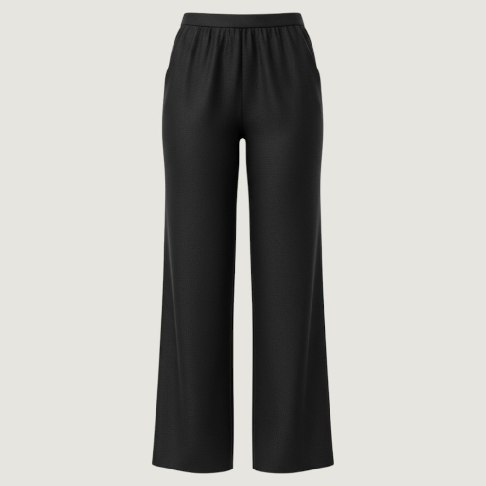 NEW Alfred Dunner Pull-On Pants Womens 14P Black Elastic Waist Wide Leg NWT